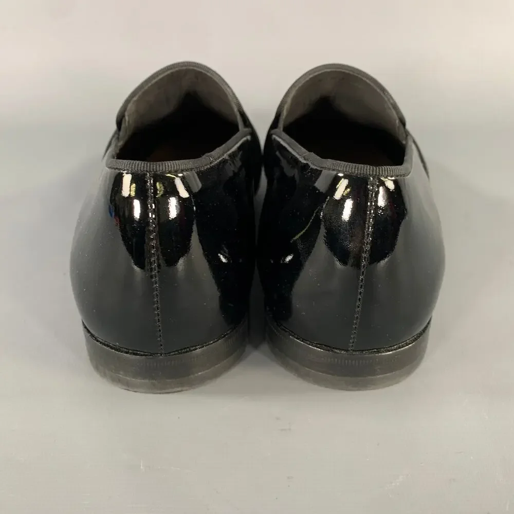 LANVIN Size 8 Black Patent Leather Slip On Loafers